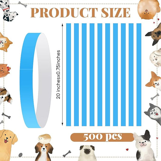 500 Count 20inch Adjustable Paper Dog Collars with Tear Resistant Waterproof Whelping Collars Paper Puppy ID Bands Adhesive Pet Identification Tags for Newborn Dog Cat Hospitals(Blue)