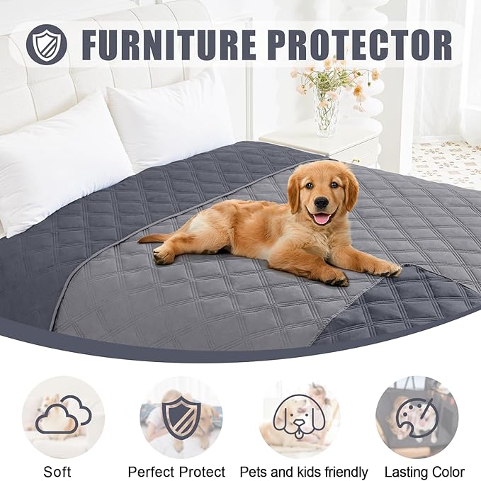 Smiry Waterproof Dog Bed Cover Blanket 30x70, Soft Reversible Pet Blanket, Washable Leakproof Cats Dogs Couch Cover for Sofa, Couch, Furniture, Grey/Dark Grey