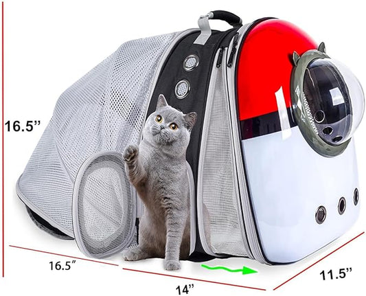 Dual Expandable Cat Backpack Front & Back Extension Pet Backpack Carrier, Fit up to 20 lbs, Bubble Capsule Dog Backpack Travel, Hiking & Outdoor