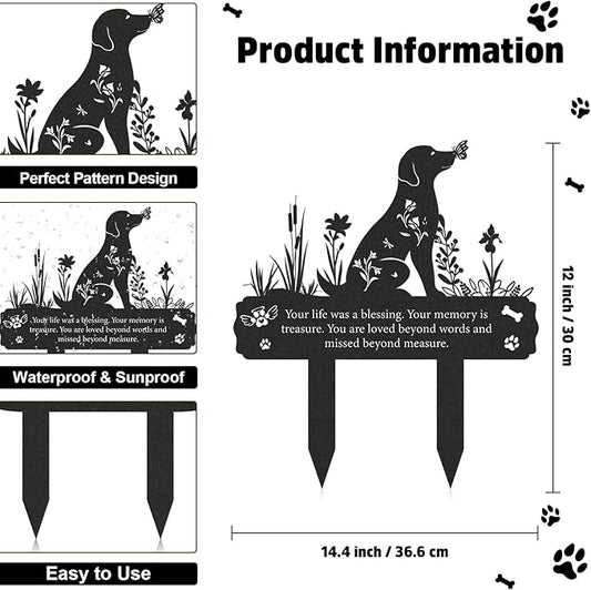 Grave Markers for Cemetery for Dog, Metal Grave Markers Yard Memorial Pet Dog, Garden Stake Decorations for Cemetery for Loss of Pet Outdoors Decor (12 X 14.5 Inches)