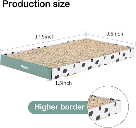 PAWSFANS Cat Scratcher Cardboard Scratch Pad with Box Durable Corrugate Scratching Board Kitty Sofa Lounge Bed Reversible Catnip Included for Indoor Cats,Large (Box, 5pcs)