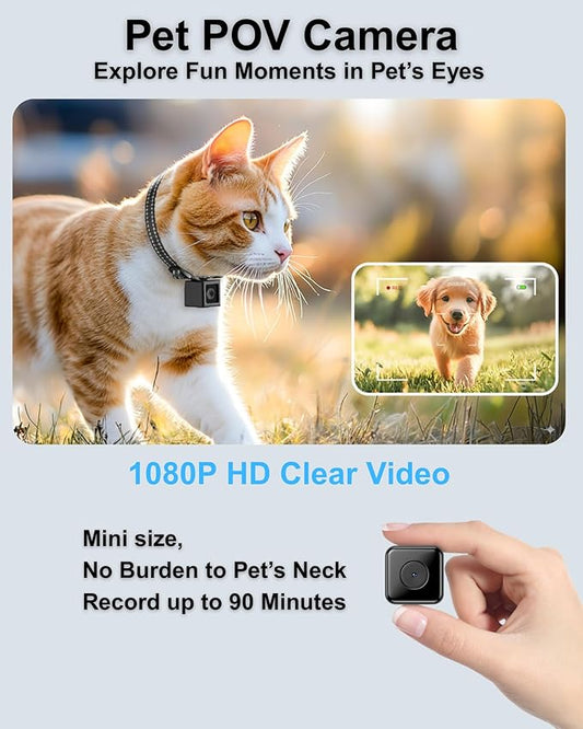 Dog Camera Collar 1080P HD Video Recording Pet POV Cam, NO WiFi NO APP, Body Camera for Dogs(No Micro-SD Card Included)