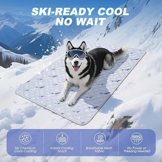 Dog Cooling Mat, Cooling Mat for Dogs, Breathable Dog Bed with Non-Slip Design, Portable & Washable Pet Pad for Indoor, Outdoor, Crate, Summer Cat Bed, Cool Pet Pad, Gel-Free, 27"x39"