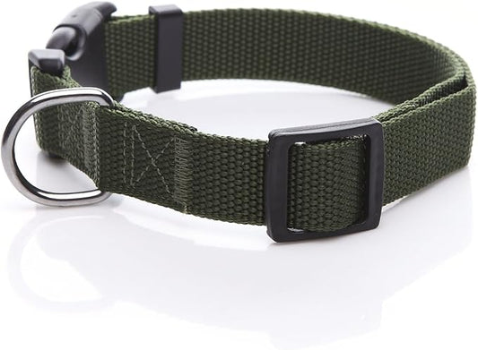 Adjustable Nylon Dog Collar, pet Collar 1 Inch 3/4 Inch 5/8 Inch Wide, for Large Medium Small Dogs(3/4 Inch, Green)