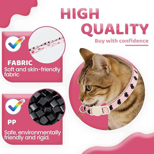 Elegant little tail 2 Pack Cat Collar- Valentines Cat Collars Breakaway with Bell Pendant Wedding Kitten Boy Girl Safety Adjustable 7-12 Inch Collar for Small Cats Puppy