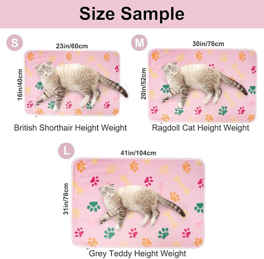 Dono 1 Pack 3 Dog Blankets for Small Dogs, Soft Fluffy Paw Print Pattern Fleece Pet Blanket Warm Sleep Mat, Puppy Kitten Blanket Doggy Mat for Dog Cat Kitten Doggy -23*16in (M(30*20"), Brown Bone)