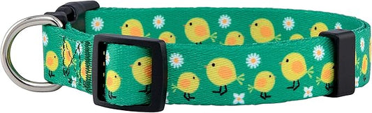 Native Pup Easter Dog Collar, Cute Spring Gift for Puppies, Pink Pastel, Eggs, Chicks, Bunny Adjustable for Small, Medium, Large Breeds (Chicks, Medium)