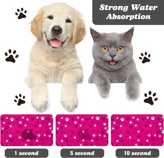 Dog Food Mat, Absorbent Water Bowl Mats Cat Pet Feeding Placemats Pink 12 * 20 inch