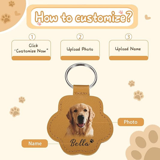 Custom Leather Pet Fur Keychain – Personalized Memorial Keepsake Keyring for Friend, Dog Cat Hair Sympathy Gifts