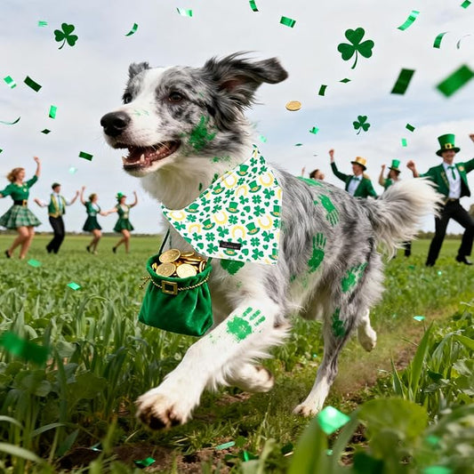 ARING PET St Patrick's Day Dog Bandana, Cute Green Shamrocks Pet Bandanas Scarf Triangle Bibs Handkerchief for Puppy Small Medium Large Boy Girl Dogs-S