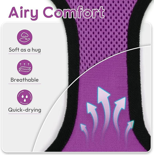Dooradar Cat Harness and Leash Set, Escape Proof Safe Adjustable Kitten Vest Harnesses for Walking, Easy Control Soft Breathable Mesh Jacket with Reflective Strips for Cats, Purple, XXS