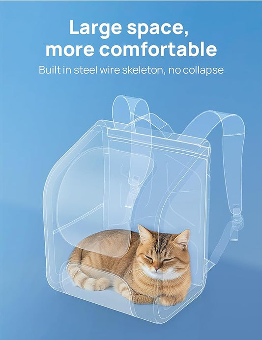 Pecute Cat Backpack Carrier, Large Space Cat Bubble Backpack, Breathable Cat Carrier, Shaded Dog Backpack Carrier, Ergonomic 3D Design for Travel, Hiking, Walk, Suitable for Shopping, Car, Vet, Gray