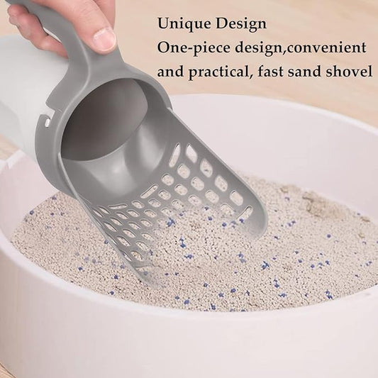 Pooper Scooper for Cat, Cat Litter Scoop with Bags, Integrated Detachable Deep Shovel Holder, Large Capacity Portable