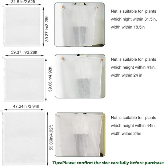 6Pcs Plant Covers from Insects, 3Size Bird Netting Barrier for Blueberry Bushes with Drawstring Zipper Mesh Garden Netting Plants Bags for Protect Fruits Tree Tomato Vegetable 2.6×3.3, 3.3×5, 4×5Ft