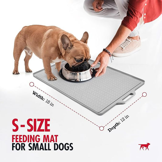 Tuff Pupper 18x12 Small Dog Feeding Mat for Food and Water | Dog Food Mats for Floors | Waterproof Dogs Water Bowl Mats | Dogs Placemats Pet Food-Mat | Silicone Feeding Mat for Cats and Cat Bowls