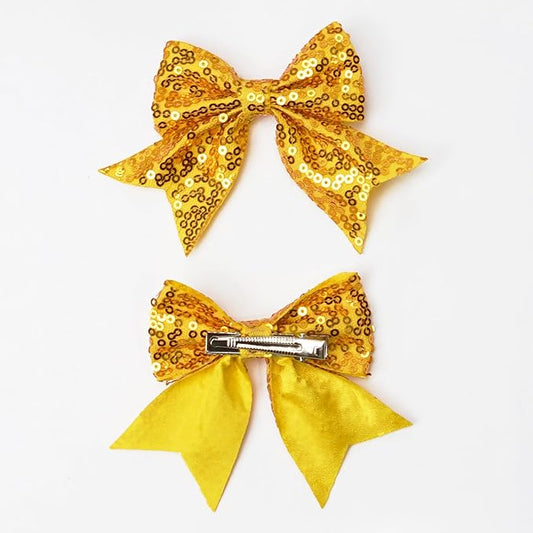 3-inch Sequined Bow Hair Clips For Baby Girls, Toddler, Kids and Young Women Birthday Party Wedding Christmas Occasions Pet Accessories Set of 2 (Dark Purple)