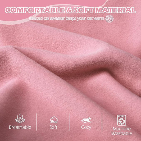 EXPAWLORER Soft Cat Sweater - Sweaters for Cats Only Warm Kitten Clothes, Fall and Winter Pet Coat Pullover Design, Fleece Sweatshirt Clothing Also for Puppy Small Dogs, Pink Small