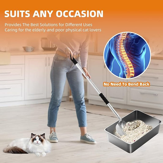 Cat Litter Sifter Metal Pet Scoop Kitty Cat Scooper Non-Stick Coated with (16in-31in