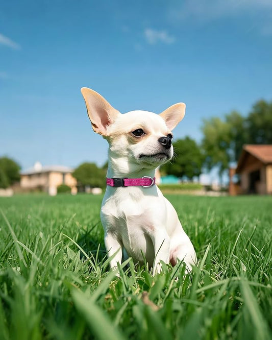Joytale Small Dog Collar, Reflective and Adjustable Nylon Collar with Quick-Release Buckle, Lightweight No-Choke Design for Puppy and Extra Small Dogs, Hotpink, XS