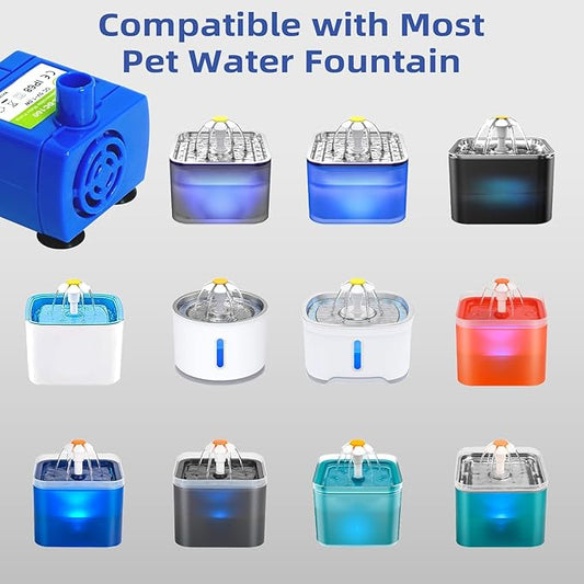 IP68 DR-DC160 Submersible Water Pump Cat Water Fountain Pump for Tritone Ceramic, Stainless Steel, Round Flower Cap Cat Fountains, Automatic Pet Water Dispenser Replacement Pump (No LED & with Brush)