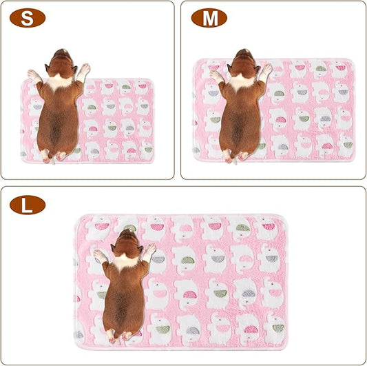 1 Pack 3 Blankets Super Soft Fluffy Premium Fleece Pet Blanket Flannel Paw Printed Throw for Dog Puppy Cat (Small 23x16'', Pink, Yellow, Blue)