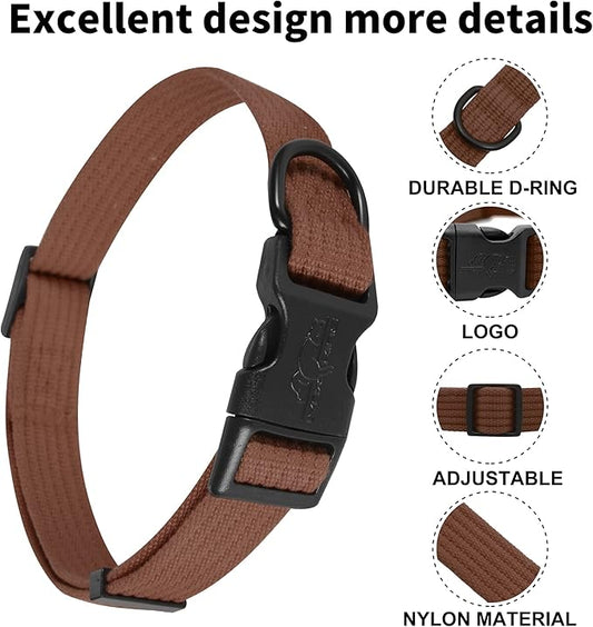 lynxking Dog Collar Soft Padded Breathable Cotton Solid Color Strong Adjustable Pet Collar for Little Puppy