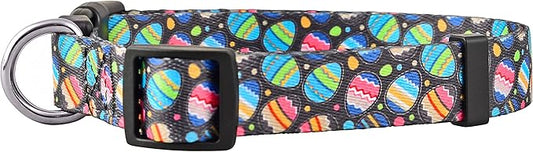 Native Pup Easter Dog Collar, Cute Spring Gift for Puppies, Pink Pastel, Eggs, Chicks, Bunny Adjustable for Small, Medium, Large Breeds (Eggs, Medium)
