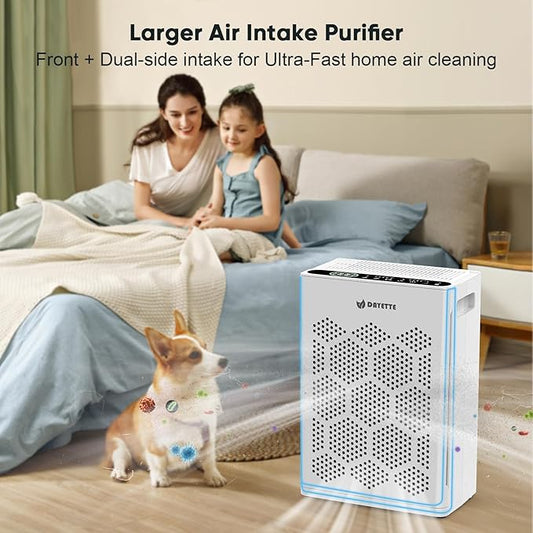 DAYETTE Air Purifiers for Home Large Room Up to 2400 Ft² with HEPA 14 Filter, Pet Air Purifier with Washable Prefilter for Bedroom with Fragrance, Air Cleaner for Smoke Dust Pets Hair Odor, White