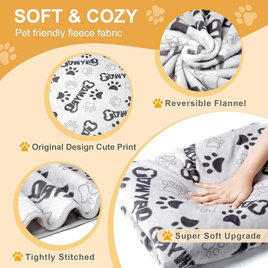 Dog Blanket, Premium Soft Dog Blanket Washable, 41x31inch Puppy Essentials Dog Product Cat Blankets Throw for Medium Small Dogs, Pet Dog Gifts, 2024 New Upgraded Doggy Blankets, Grey