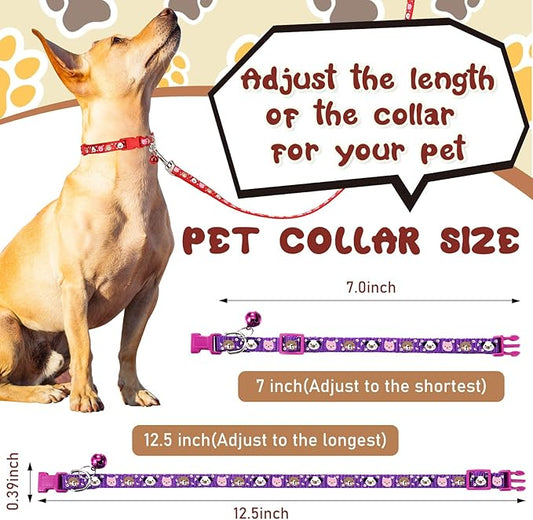 Amylove 48 Pcs Dog Collar and Leash Set, Polypropylene Adjustable Puppy Collars for Medium Dogs Small Pet Puppy Walking Training with Hook and Buckle(Vivid Color,Animal Pattern)