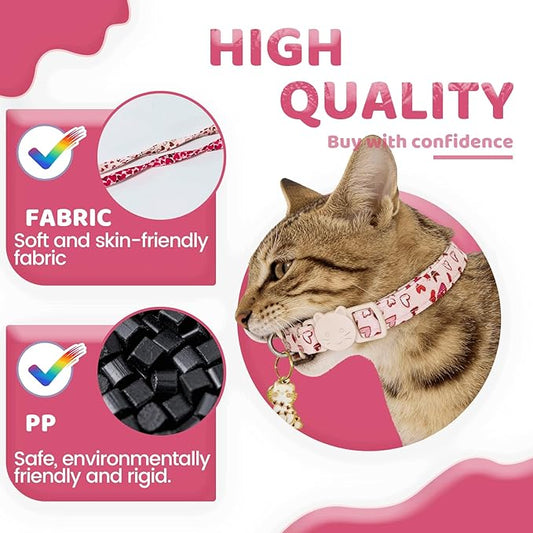 Elegant little tail 2 Pack Cat Collar- St. Patrick's Cat Collars Breakaway with Bell Pendant Wedding Kitten Boy Girl Safety Adjustable 7-12 Inch Collar for Small Cats Puppy