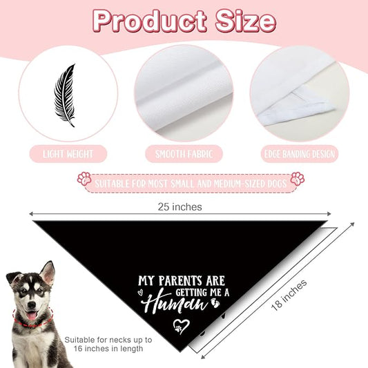 2 Packs My Parents are Getting Me a Human Gender Reveal Dog Bandana Pregnancy Announcement Pet Dog Triangle Scarf Accessories Baby Announcement Gift for Small Medium Large Dogs Cats