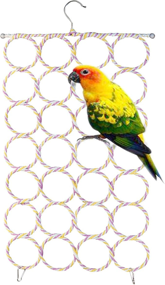 2 Packs Parrot Swing Hanging Toys, Bird Climbing Rope Net Ladders Small Medium Pet Activity Toy Suitable for Parakeet,Cockatiel,Cockatoo,Conure,Mini Macaw(Random Color ) (Style-1)