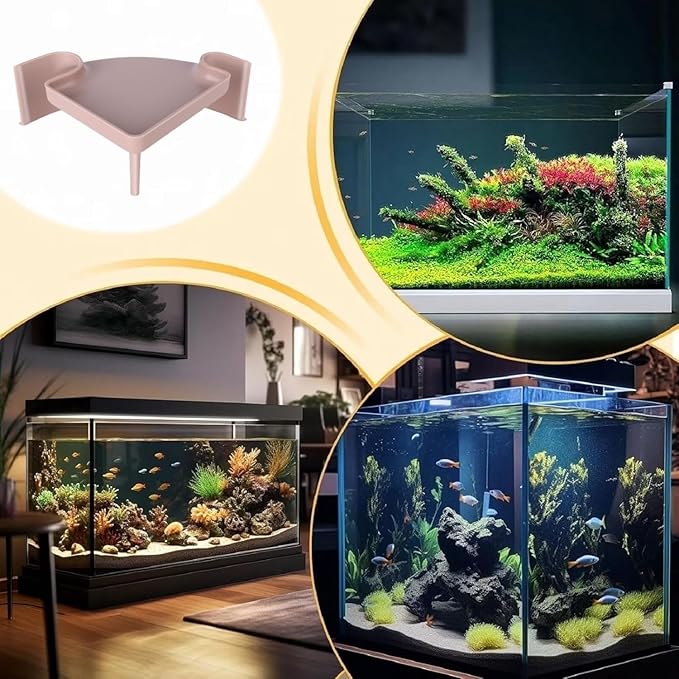 Aquarium Cave Hideout with Viewing Window โ Corner Fish Tank Tunnel for Pleco, Cory Catfish, Kuhli Loach, Shrimp, Betta โ 2-Hole Plastic Bottom Dweller Shelter โ Fish Hiding Spot Decor (5"x5"x2")
