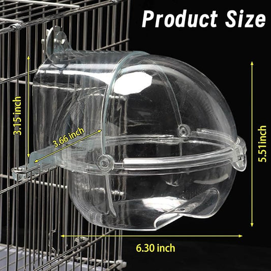 Bird Bath Box for Cage,Parrot Hanging Planet Bathtub No-Leakage Transparent Omnidirectional Observation Tub Shower Box Birds Cage Accessory for Canary Parrot Cockatiel Lovebird