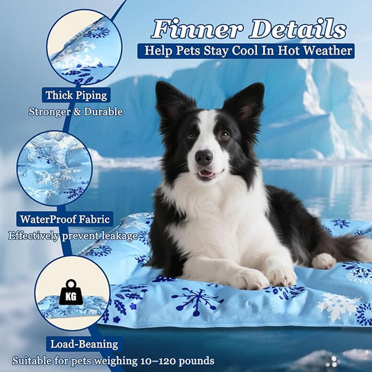 Cooling Mat for Dogs - 2025 Upgrade 35.4"x23.6" Pet Cool Mats for Dogs/Cats, Washable Non-Slip Cooling Pet Mat for Summer, Portable Ice Mat for Dogs/Cats