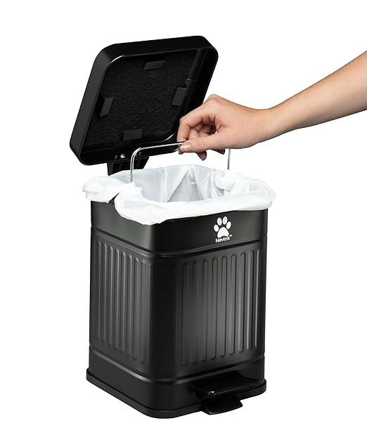 Dog Poop Trash Can Outside - Outdoor Dog Waste Trash Can with Lid - Odor Proof Waste Station Container for Backyard - 5L/1.3Gal (Black)