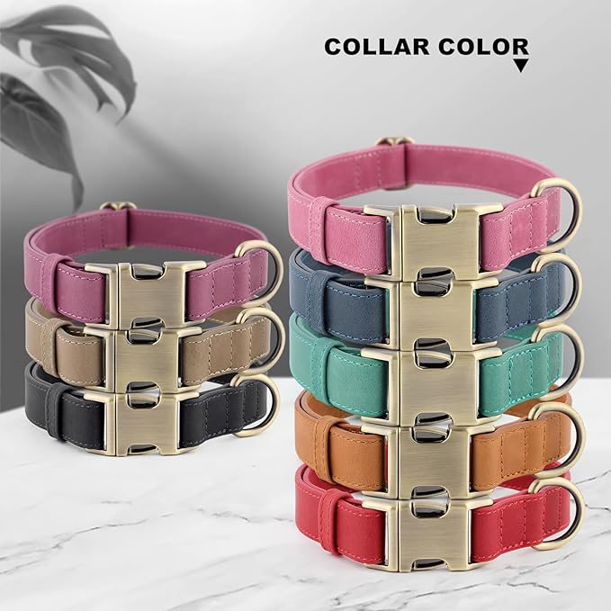 Plutus Pet Genuine Leather Dog Collar – Adjustable Pet Collar with Quick Release Metal Buckle, Soft Real Leather for Small Medium Large Dogs, Heavy Duty & Skin-Friendly (Red, XS)