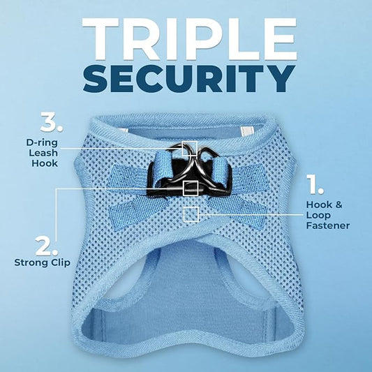 Best Pet Supplies Voyager Step-in Air Harness - All Weather Mesh, Reflective, No Pull Harness for Dogs, Cats - Secure with Hook & Loop Fastener, Buckle, Double D-Rings - Baby Blue, S