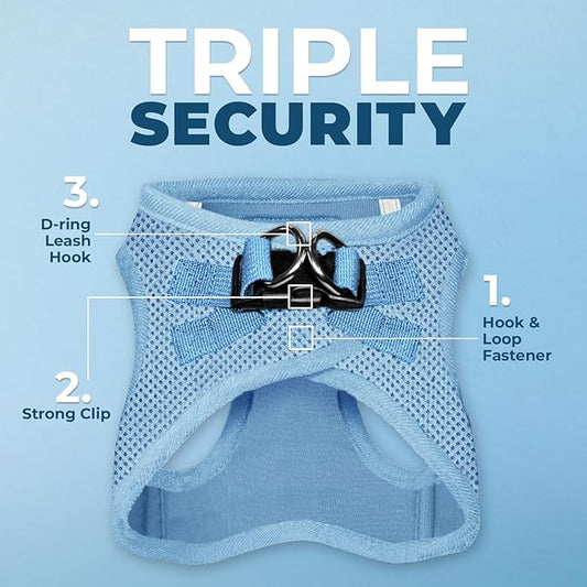 Best Pet Supplies Voyager Step-in Air Harness - All Weather Mesh, Reflective, No Pull Harness for Dogs, Cats - Secure with Hook & Loop Fastener, Buckle, Double D-Rings - Baby Blue, L