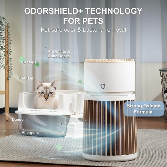 Airthereal Pet Air Purifier for Large Room up to 3500sq.ft - Odor Eliminate H13 Purple Filter - Air Cleaner for Pet Hair, Dander, Cat Urine Odor, Dust, Smoke - PM 2.5 Air Quality Sensor, AGH400-PET