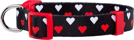Native Pup Valentine’s Dog Collar- Valentines Day Pet Collars- Valentine Girly Hearts- Pink Red Heart- Cute Boy Girl Puppy Gift- Adjustable for Small, Medium, Large Breeds (White & Red Hearts, Large)