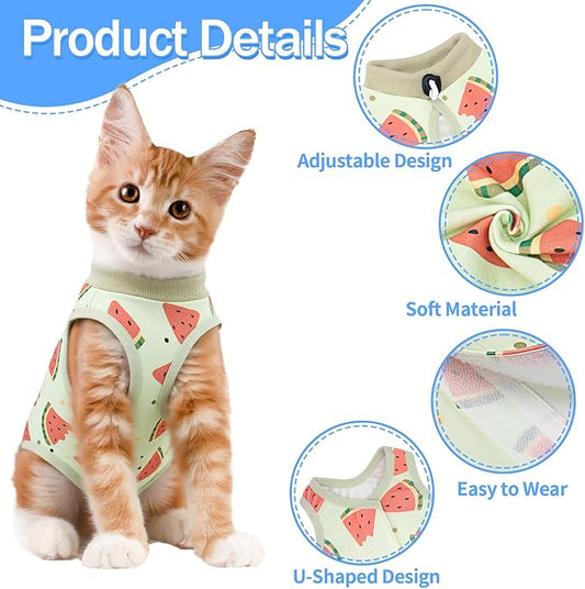Coppthinktu Cat Recovery Suit Female, Breathable Cat Onesie After Surgery Female for Abdominal Wounds or Skin Diseases, Surgery Recovery Suit Kitten Surgical Onesie After Spay Wear Anti Licking