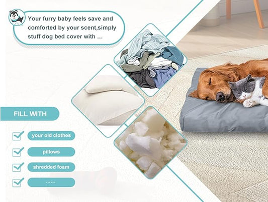 Explore Land Scratch Resistance Dog Bed Cover Canvas Washable Dog Crate Pad Replacement Cover, 40Lx27Wx4H inch, Charcoal