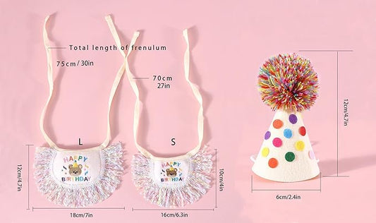 Dog Princess Costumes Puppy Birthday Bandana Scarf and Party Hat Cute Lace Dog Bib Scarf and Birthday Hat Doggy Birthday Party Decorations Set