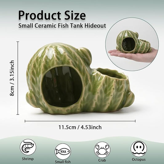 Aquarium Decor Cave Betta Fish Tank Accessories Ornaments Cactus House Hideout for Shrimp Cichlid Hermit Crab, Octopus Hiding Breeding for Tank (Green Cactus)