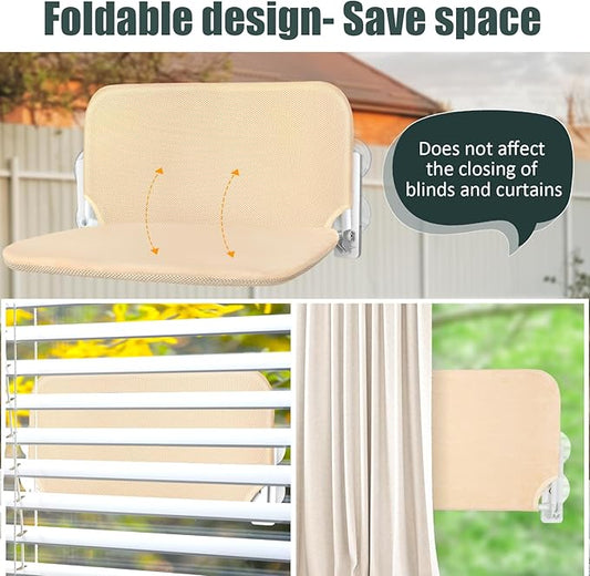 Sunhoo Cat Window Hammock Perch Cordless Perches Window Sill Seat Bed Foldable Stable Lounger Upgraded Suction Cup Easy Assembly Indoor Cats Kitty Shelf Hold Up to 55lbs(Beige,S