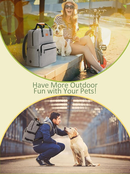 Dog Travel Bag All-in-One Set: DELOMO 25L Airline Approved Dog Travel Backpack with 2 Food Containers + 2 Collapsible Bowls + 1 Waterproof Mat for Weekend to Week-Long Pet Travel, Camping, Road Trips