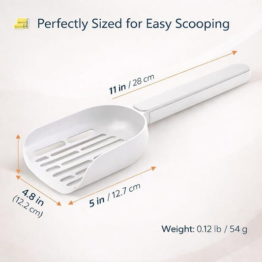 Cat Poop Scooper Cleaning Shovel, Plastic Candy Color Shovel, Ergonomic Pet Cleaning Tool, Litter Box Scooper, Large Cat Litter Scoop. (White)