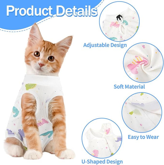Coppthinktu Cat Recovery Suit Female, Breathable Cat Onesie After Surgery Female for Abdominal Wounds or Skin Diseases, Surgery Recovery Suit Kitten Surgical Onesie After Spay Wear Anti Licking
